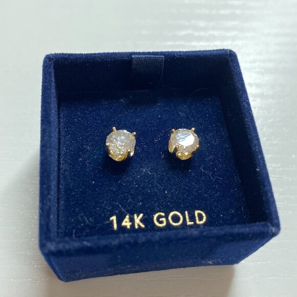 Diamond Stud Earrings 14KT Yellow Gold, .70cts each